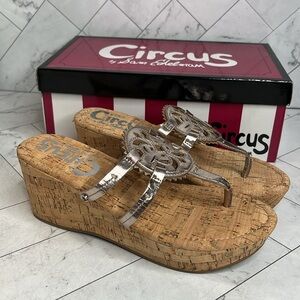 Circus by Sam Edelman Like New Rocky Cork Platform Wedge Thong Sandals 7M